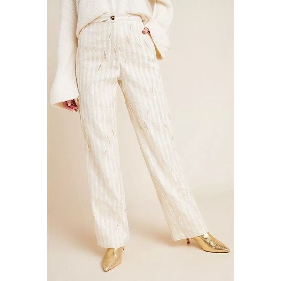 Anthropologie Porridge Kelyn Striped Trousers Size 8 - Picture 3 of 7